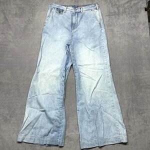 Pilcro Anthropologie Jeans Women 30T Blue Denim Cotton High-Rise Pocket Wide Leg